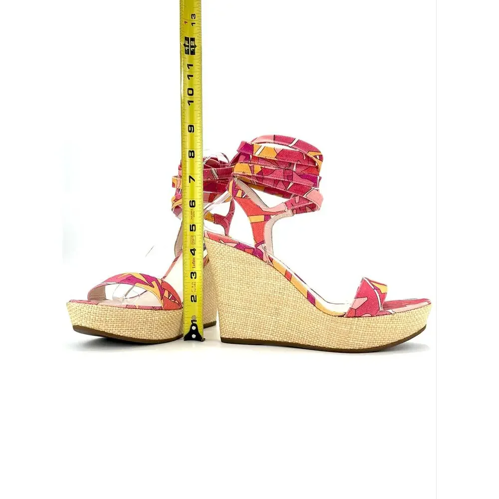 Emilio Pucci Vintage Y2K Wedge Sandal Size 10/40 Pink Multicolor Designer Italy
